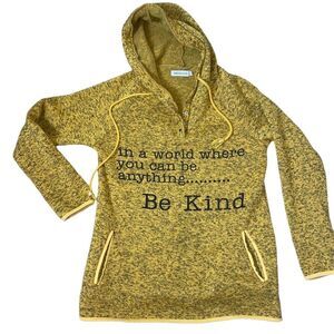 Misslook sweatshirt over sized "Be Kind" hooded 1/4 button up pullover SZ SM